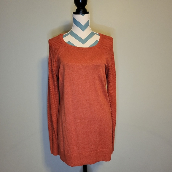 LOFT Burnt Orange Long Sleeve Knit Top Size L - Picture 1 of 10